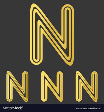 Golden line n logo design set vector image