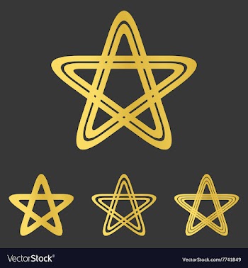 Golden line star logo design set vector image