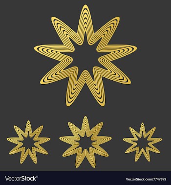 Golden line star logo design set vector image