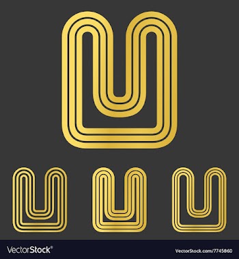 Golden line u logo design set vector image