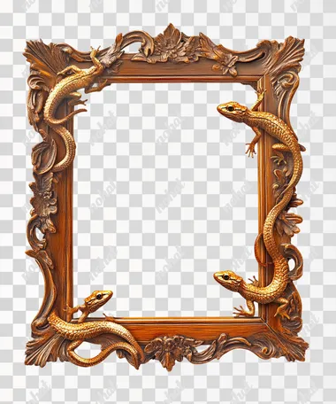 Golden Lizards on a Wooden Frame: A Unique Display