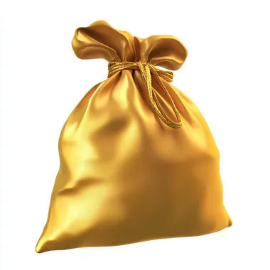 Golden Matte Sack: A Playful 3D Pixar Icon Design