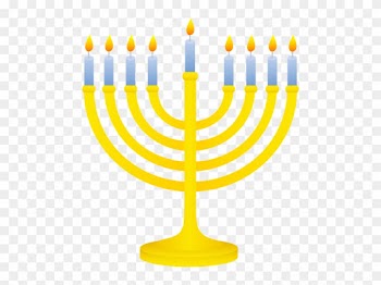 Golden Menorah With Lit Candles - Hanukkah Menorah Clip Art
