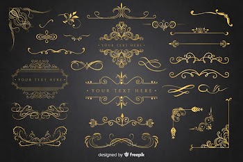 Golden ornament collection Free Vector