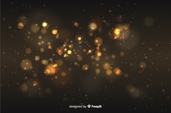 Golden particles background bokeh style Free Vector