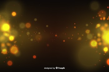 Golden particles background in bokeh style Free Vector