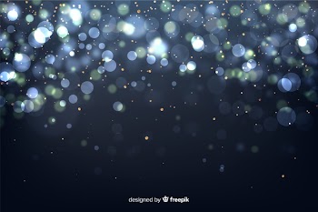 Golden particles background in bokeh style Free Vector