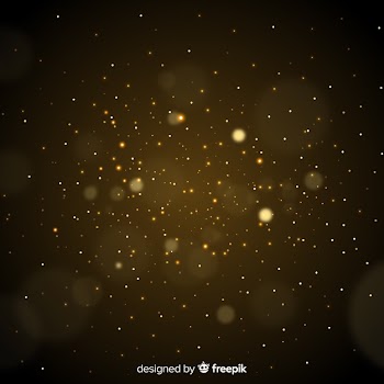 Golden particles blurred decorative background Free Vector