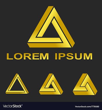 Golden Penrose triangle technology symbol set vector image