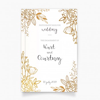 Golden photography book cover for wedding Free Vector