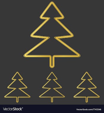 Golden pine tree logo design set vector image