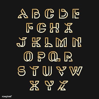 Golden retro alphabets vector set | Free stock vector - 543477