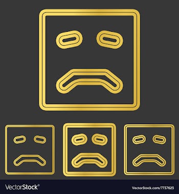 Golden sad face logo design set vector image