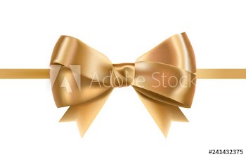 Golden satin ribbons decorated with bow