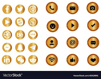 golden social media icons set