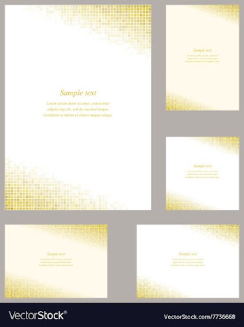 Golden square mosaic page corner design set vector image