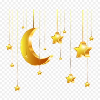 Golden Stars Euclidean vector - Vector golden stars and the moon 
