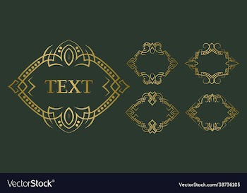 golden vintage frame set for short text elegant