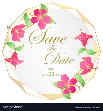 Golden wedding invitation card hibscus flower vector image
