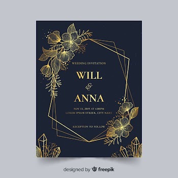 Golden wedding invitation template Free Vector