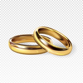 Golden wedding rings 3d realistic illustration for engagement Free Vector