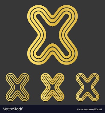Golden x letter logo design set vector image