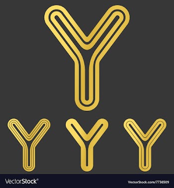 Golden y letter logo design set vector image