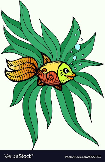 Goldfish in algae vector image