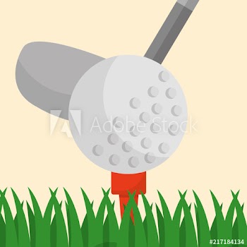 golf club ball on a tee grass sport vector illustration