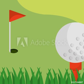 golf field red flag ball on tee vector illustration vector illustration