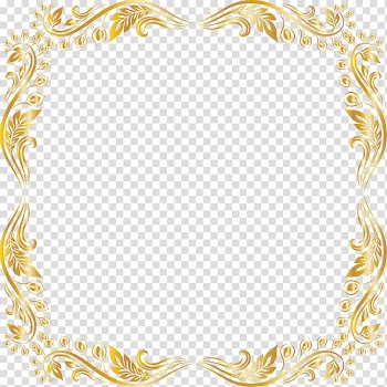Golf floral frame , Motif Pattern, Hand painted gold pattern transparent background PNG clipart