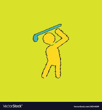 Golf sport golfer man in hatching style vector image