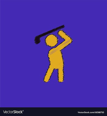 Golf sport golfer man in hatching style vector image