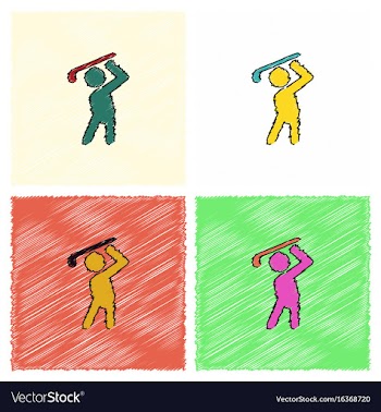 Golf sport golfer man in hatching style vector image