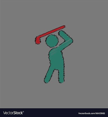 Golf sport golfer man in hatching style vector image