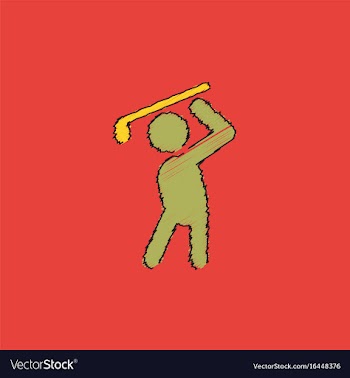 Golf sport golfer man in hatching style vector image