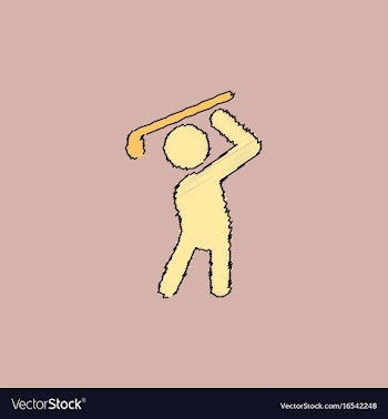Golf sport golfer man in hatching style vector image