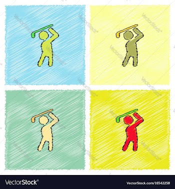 Golf sport golfer man in hatching style vector image