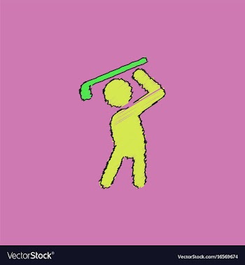 Golf sport golfer man in hatching style vector image