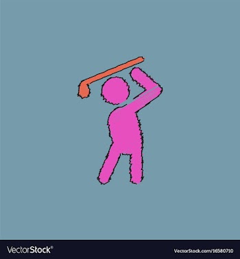 Golf sport golfer man in hatching style vector image