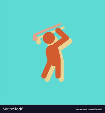 Golf sport golfer man in sticker style vector image