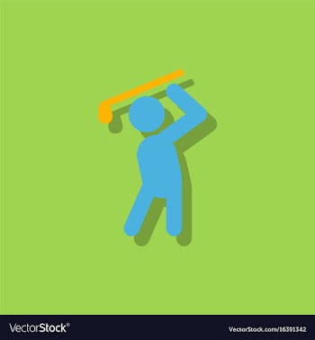 Golf sport golfer man in sticker style vector image