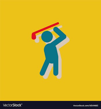 Golf sport golfer man in sticker style vector image