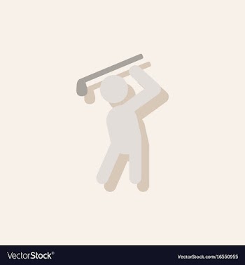 Golf sport golfer man in sticker style vector image