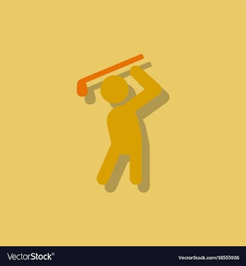 Golf sport golfer man in sticker style vector image