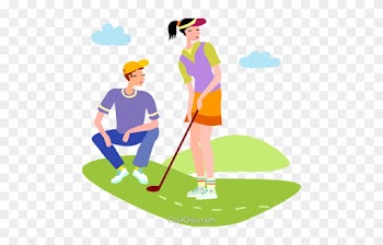 Golf Vector Clipart Of A Couple Playing Golf - Golf Vector Clipart Of A Couple Playing Golf