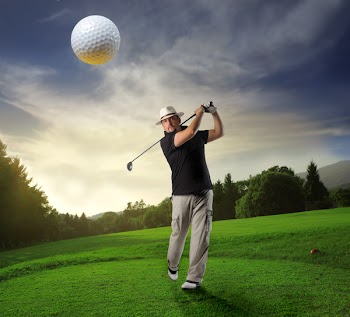 golfer shooting a golf ball