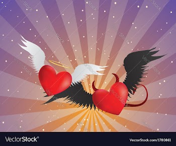 Good and evil hearts background vector image