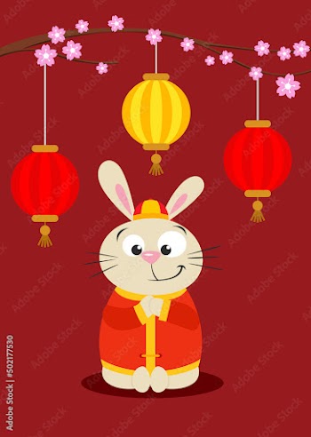 Good fortune chinese rabbit happy new year 2023 greeting card