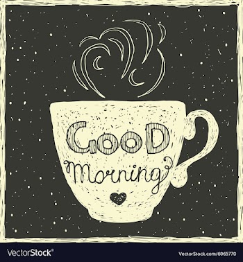  					Good morning card with hand lettering on the cup vector image														